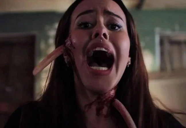 Worm burrowing into face for short film '6 Shooter'