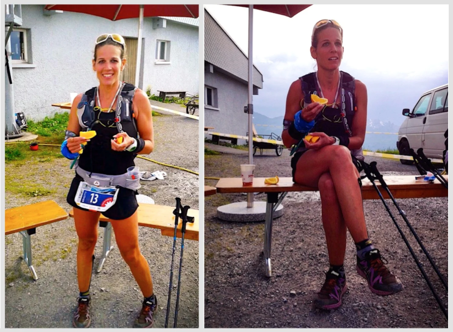Kurze Pause auf dem Männlichen, wo Brigitte von Helferin Sonja Thomann verpflegt wird.