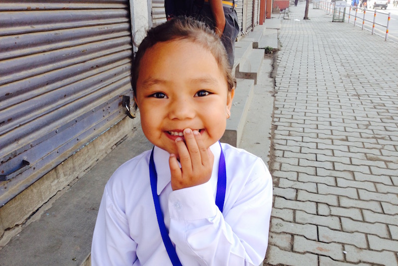 Alisma Gurung an ihrem ersten Schultag an der Little Angels' School in Kathmandu
