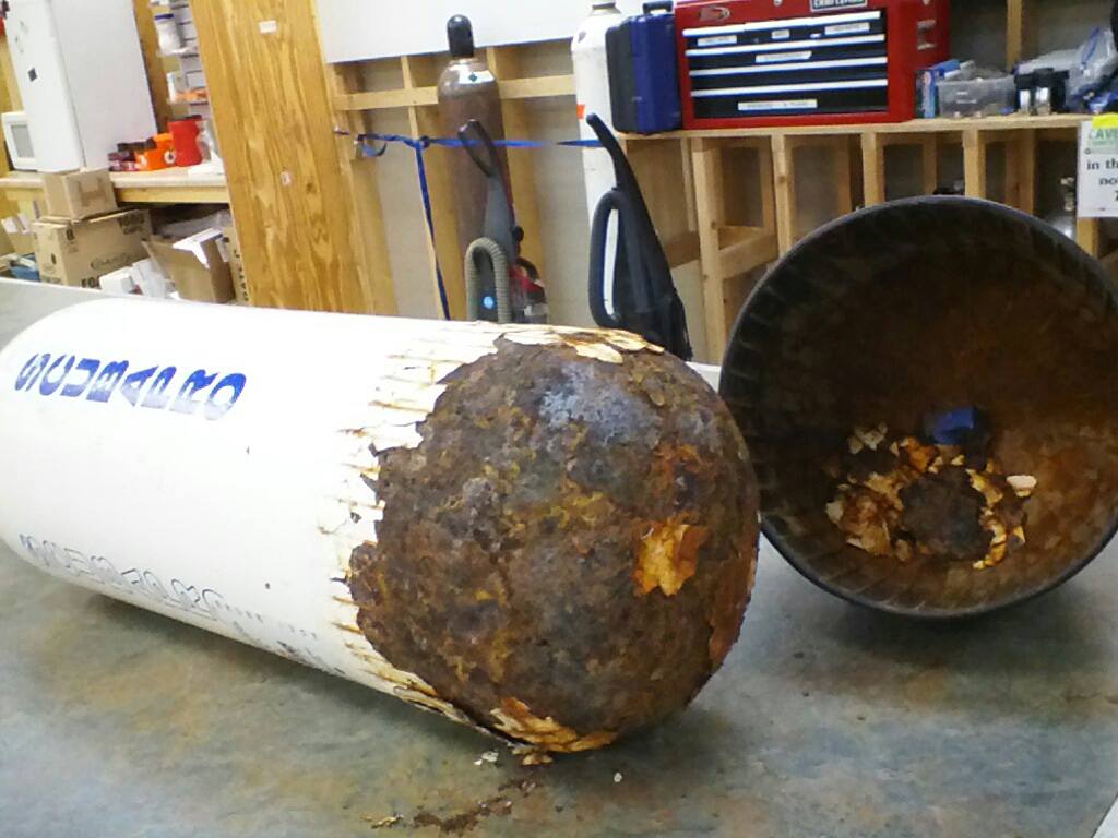 Don't let this be your tank!!! A simple inspection every year and a Hydro every five could save you from losing a $300 + tank.