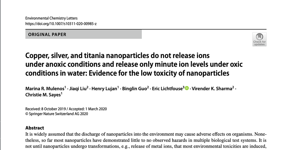 Our Next Paper Has Been Published In Environmental Chemistry Letters Research Consulting Laboratory Services