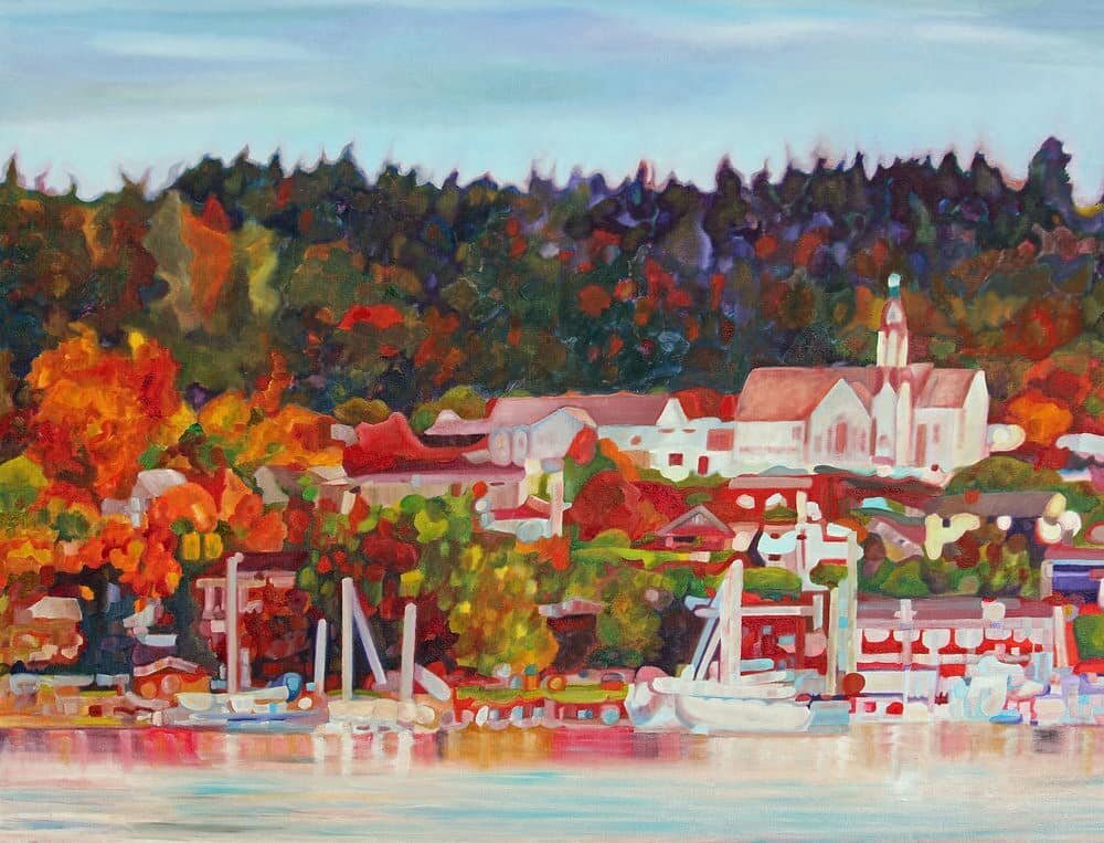@carriegoller 36x48 oil painting of charming Little Norway (a/k/a Poulsbo) #sold