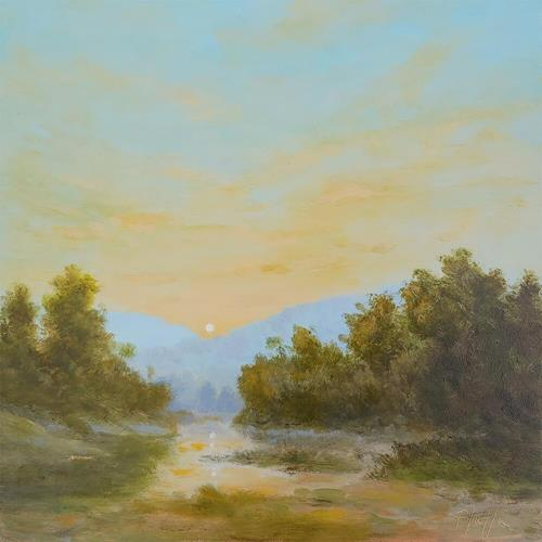 TIM PFEIFFER - Sunrise, oil, 12x12 (framed) — Carrie Goller Gallery