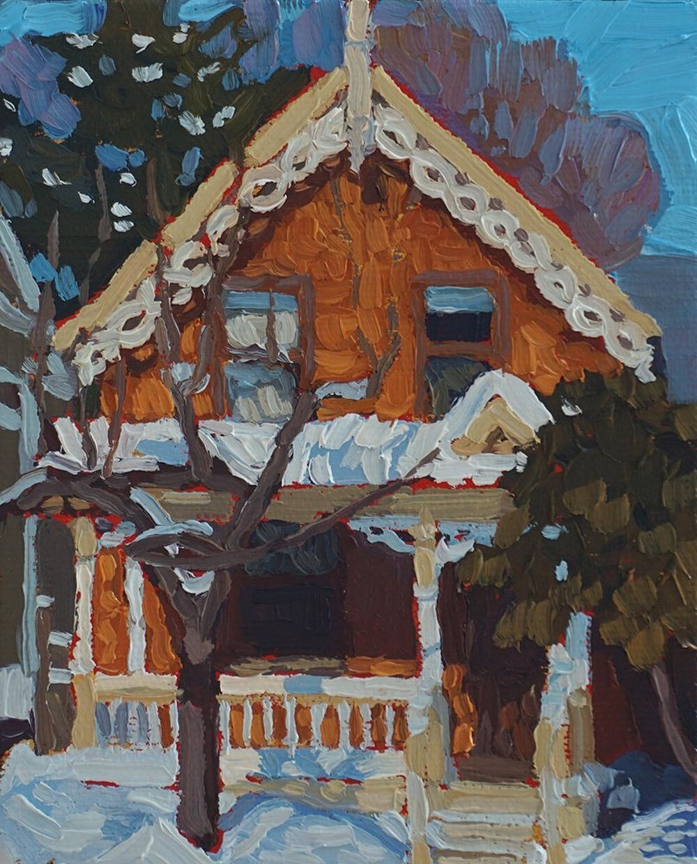 4&rdquo;x5&rdquo; a place on Cooper. Oil on canvas 2022. Stay warm!