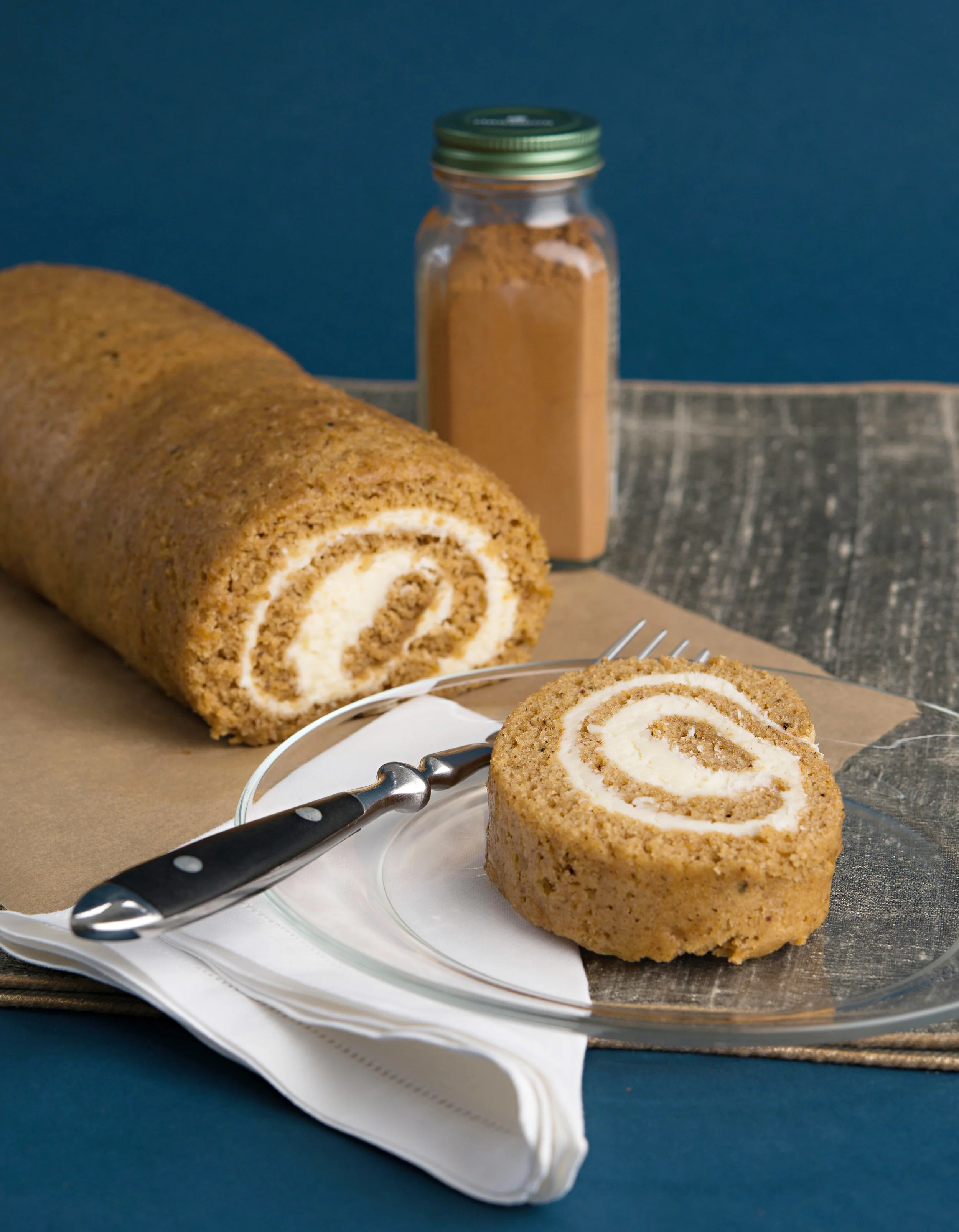  Pumpkin roll up cake with autumn spice cream filling