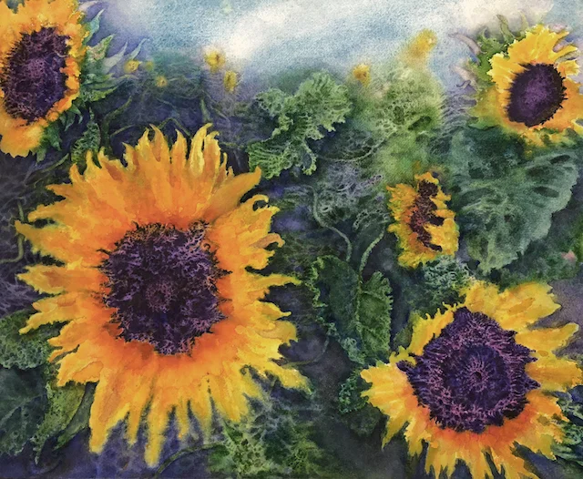 "Nip It In the Bud" Flowers Are Burning Series Watercolor 16x20 ©Mary Kay Neumann $2000.00