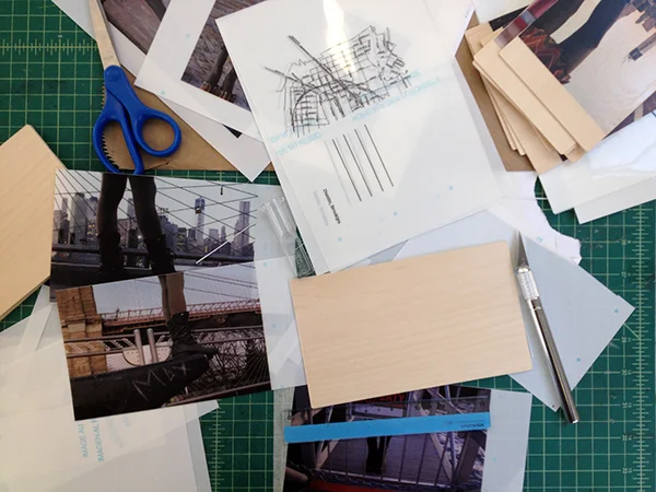 Process of the postcards book coming alive.