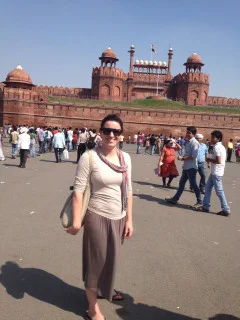 At the Red Fort in Old Delhi. We were asked for photos here because of our light skin which is considered beautiful in India.