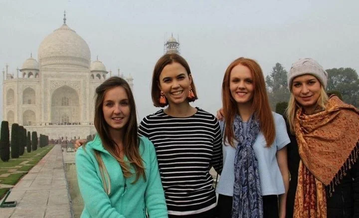 At the Taj Mahal, Lizz, Alice, Maddie and Charlotte