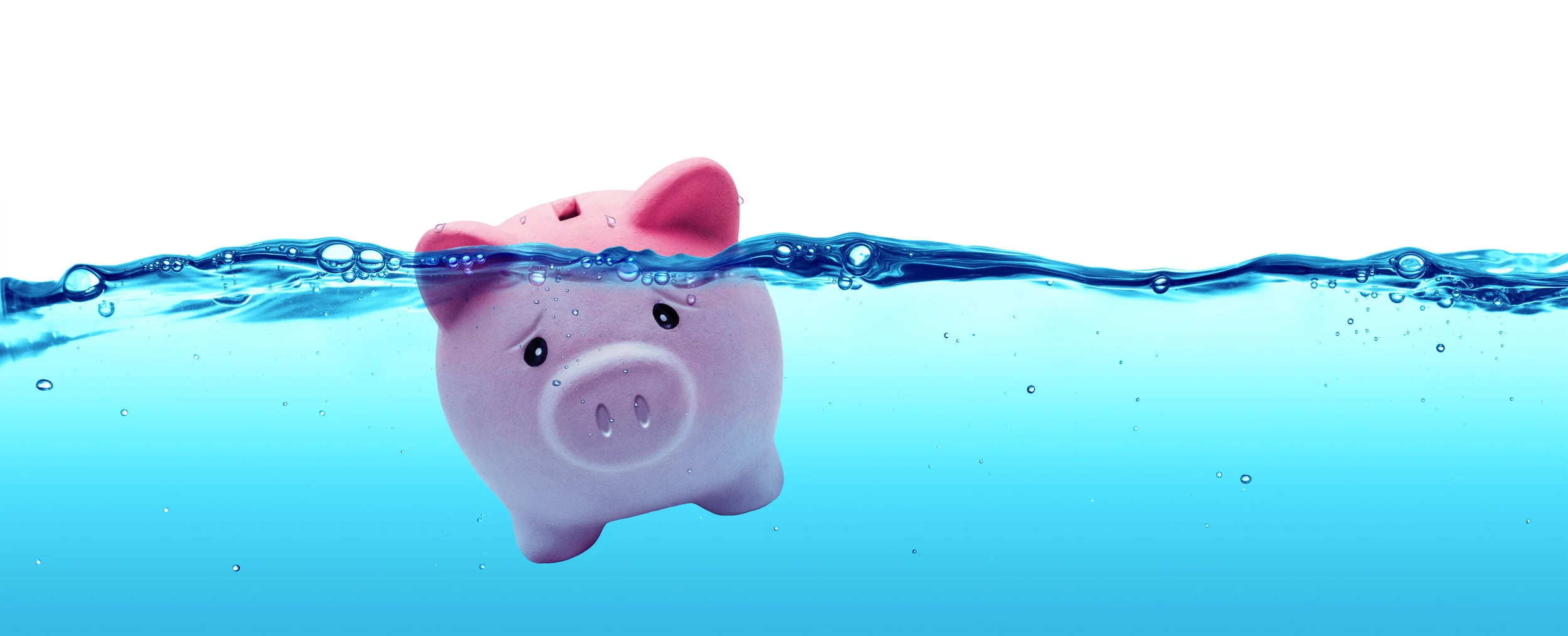 Image: A piggy bank drowning.