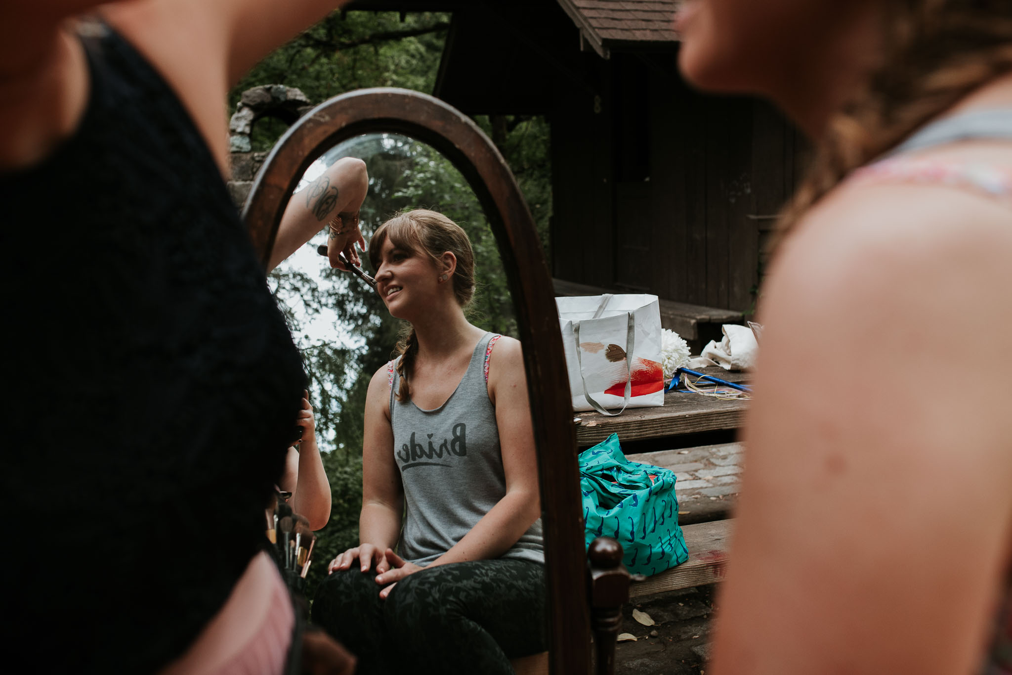 makeup artist applying makeup - getting ready details for Seattle a