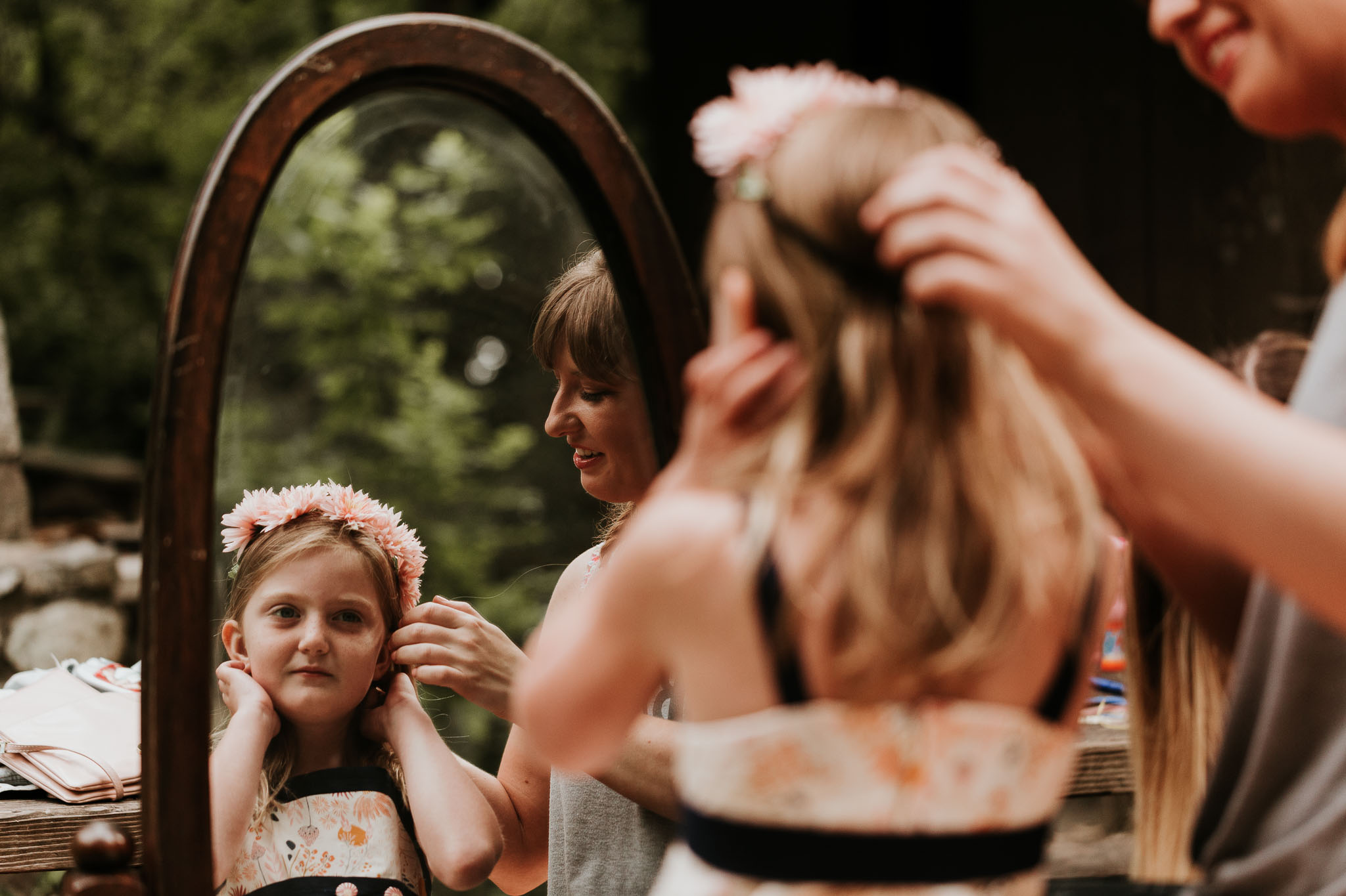 flower girl getting ready details documentary style wedding photography 