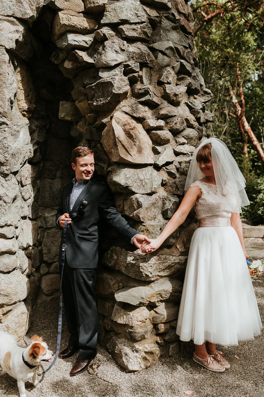 bride and groom having a moment before first look - pnw wedding photography 