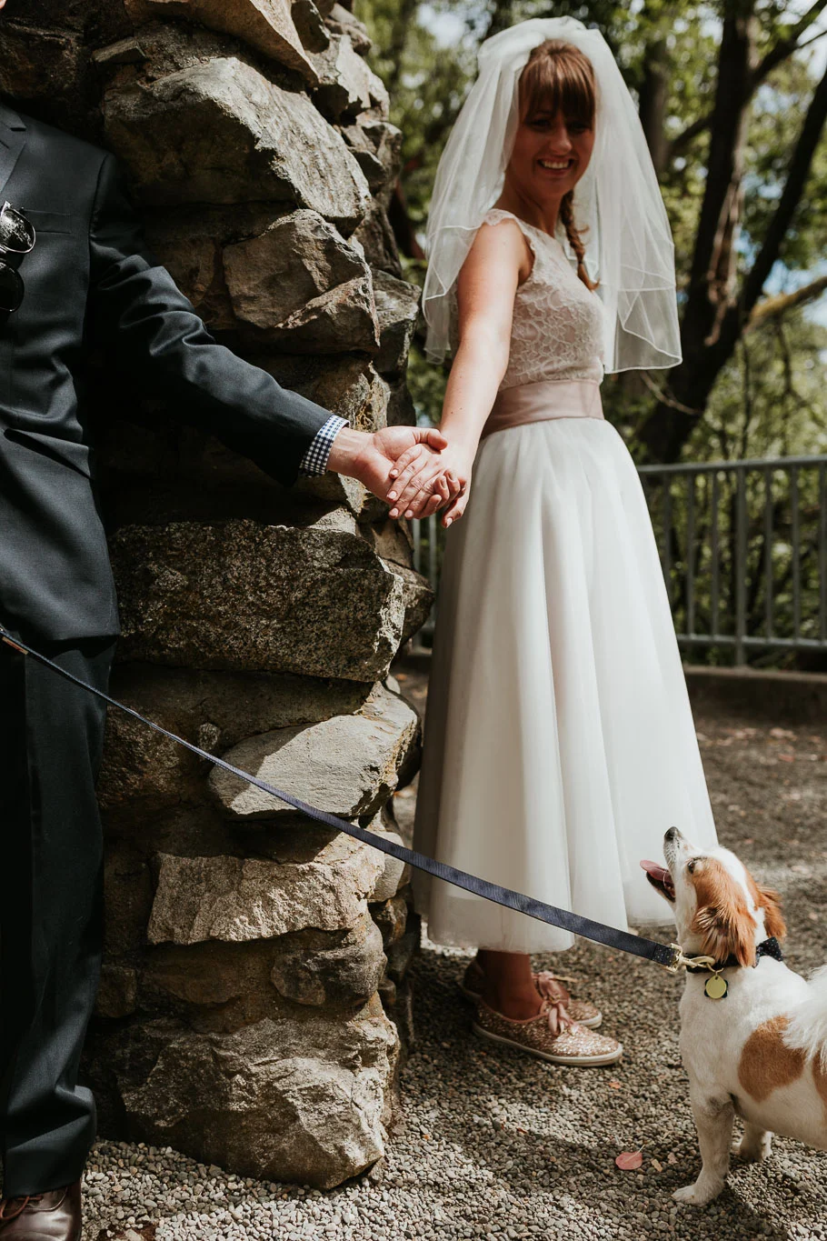 bride and groom having a moment before first look - pnw wedding photography 