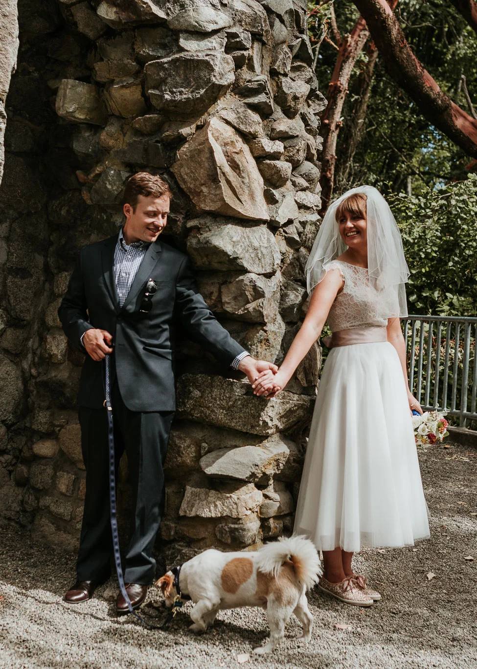 bride and groom having a moment before first look - pnw wedding photography 