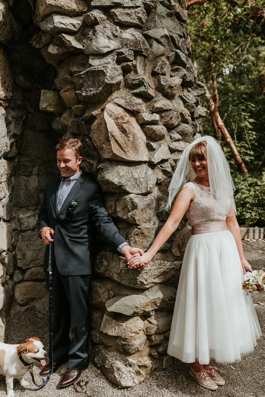 bride and groom having a moment before first look - pnw wedding photography 