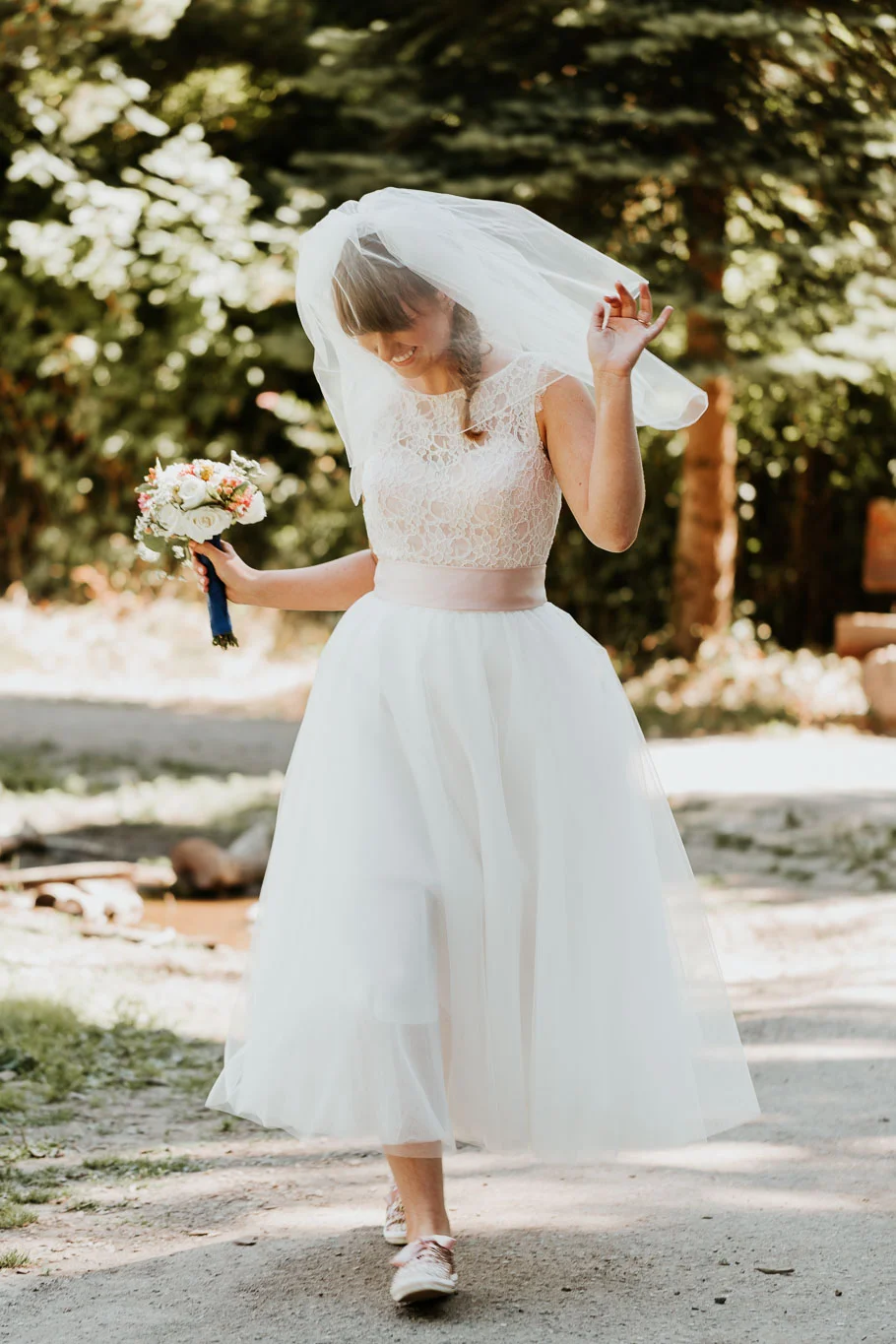 bride dancing down the isle - wedding inspiration 