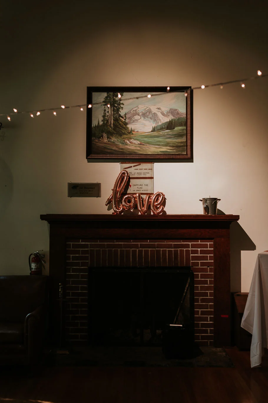 wedding reception - string lights - camp long seattle