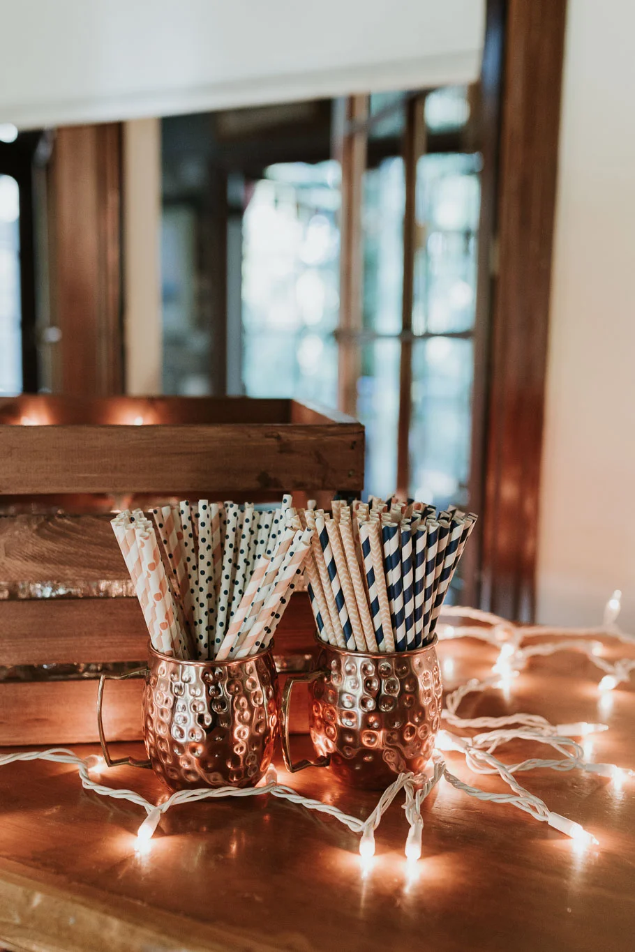 gorgeous rose gold wedding reception decoration inspiration - pnw wedding - string lights