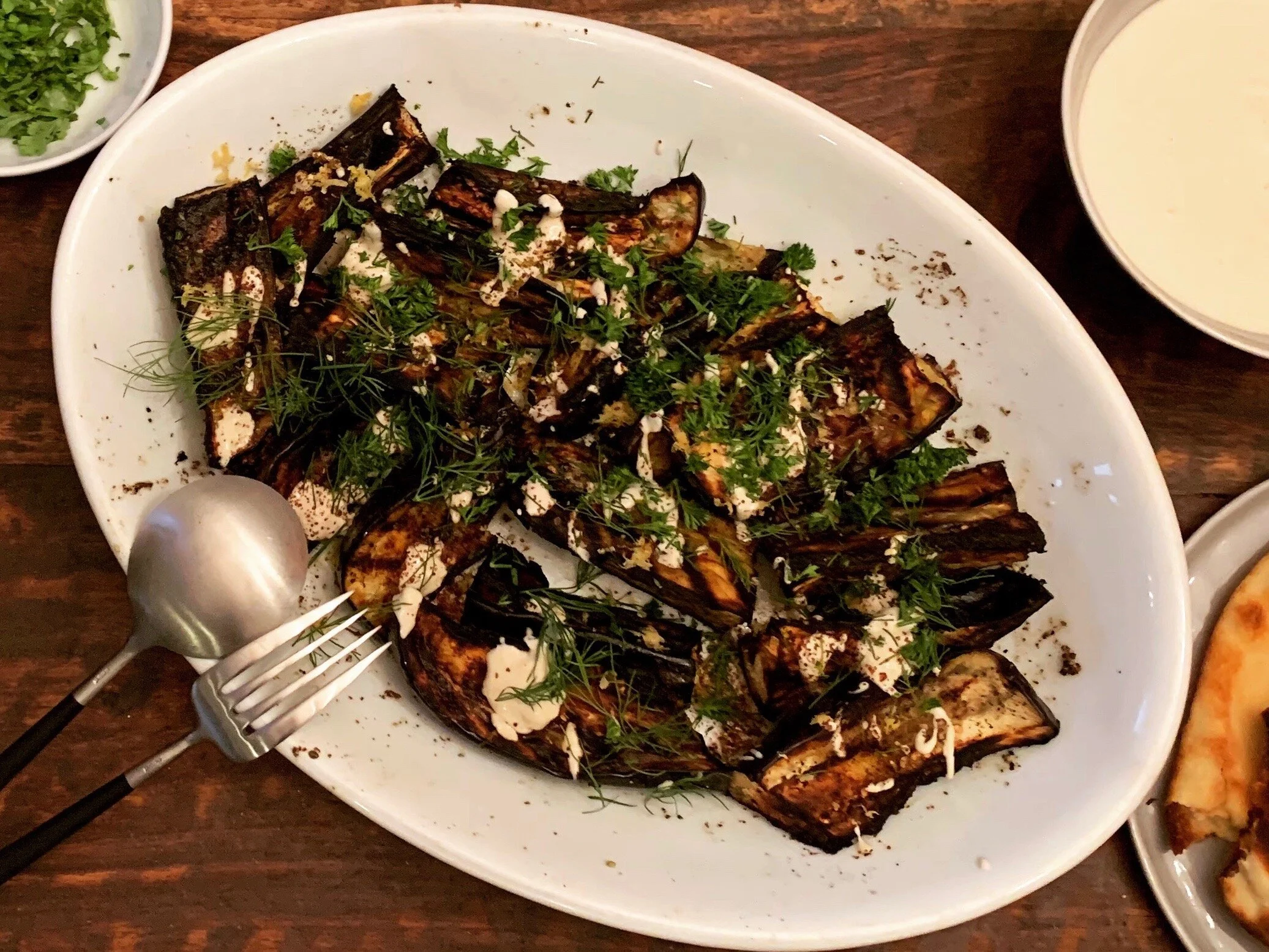 EyeSwoon's Charred Eggplant with Za'atar & Yogurt Tahini