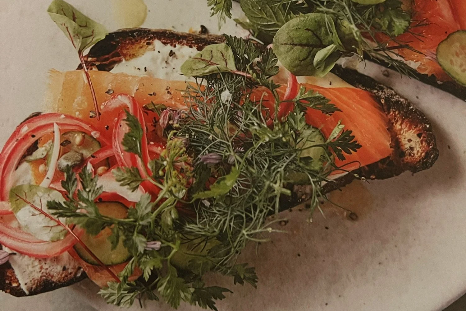 Athena Calderone's Smoked Salmon Toast with Red Onion & Herbs
