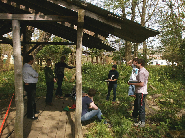 Spending some time on-site as part of charrette (photo by Sara Black)
