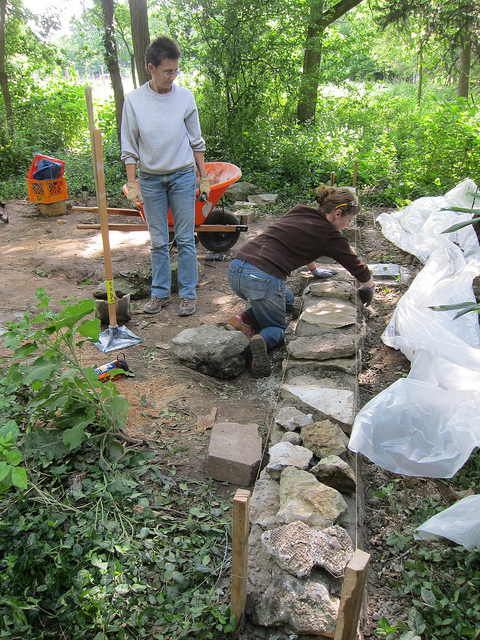 Stones collected from a local quarry created the stem wall (photo by Sara Black)