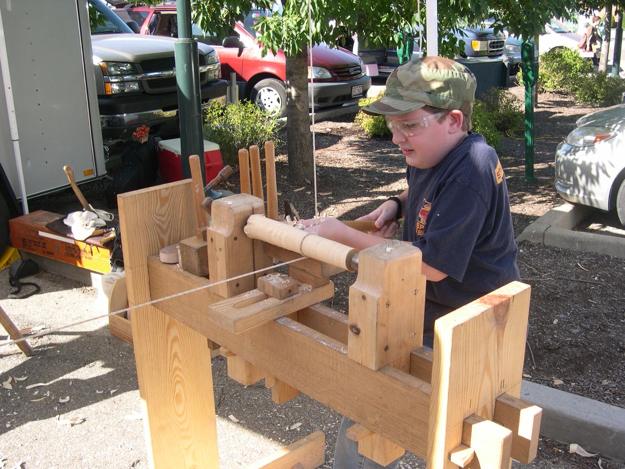 Eli at the lathe