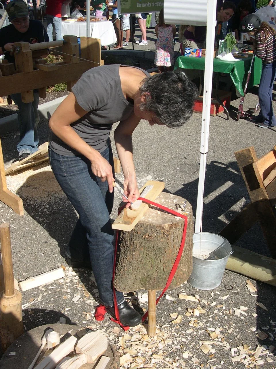 Christina Miller working on the bowl of a spoon