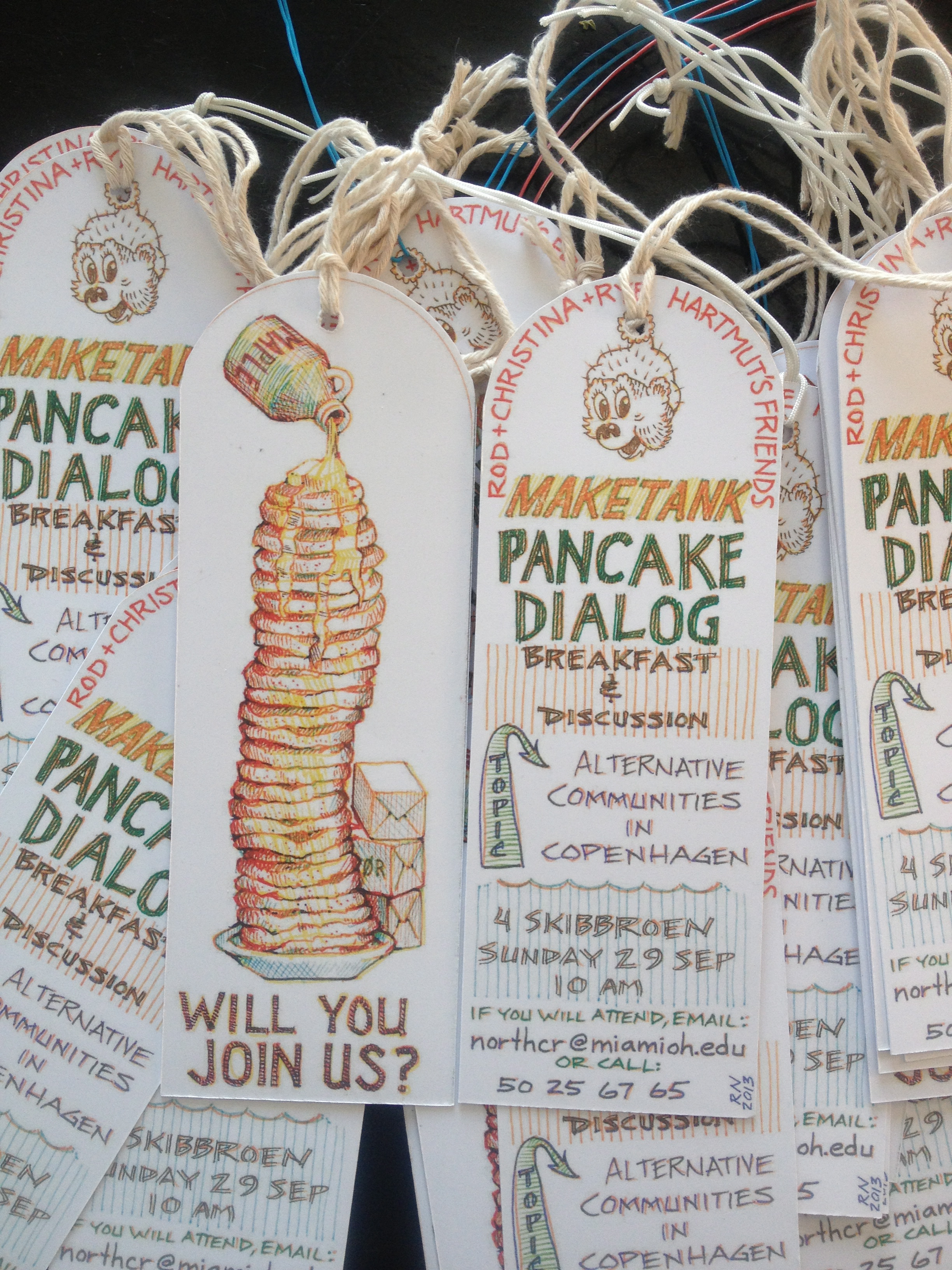 Invitations that were put on boats for the Skibbroen pancake dialog with the focus of alternative (co-boating) communities and challenges with urban development, Skibbroen, Copenhagen, Denmark