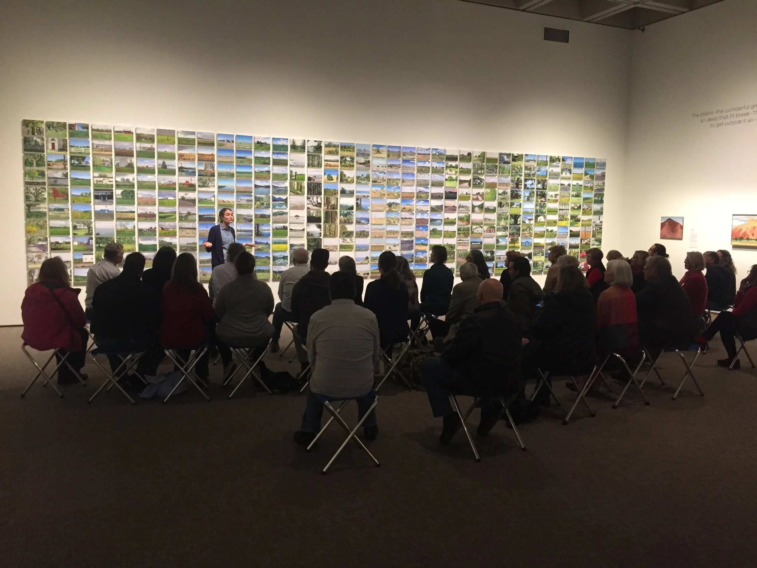 An artist talk in the galleries.