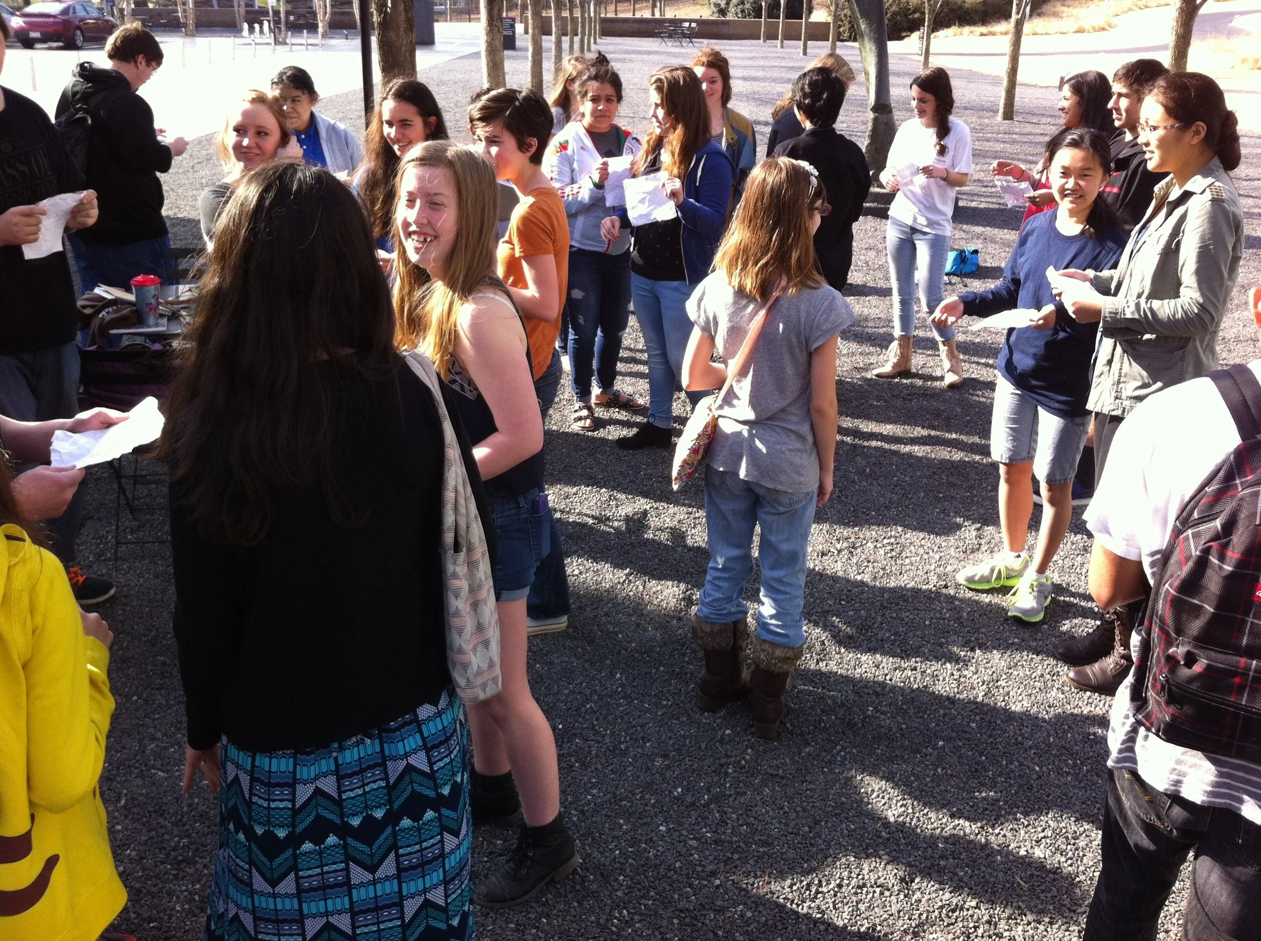 Students from an online course meet for the first time onsite at the museum.