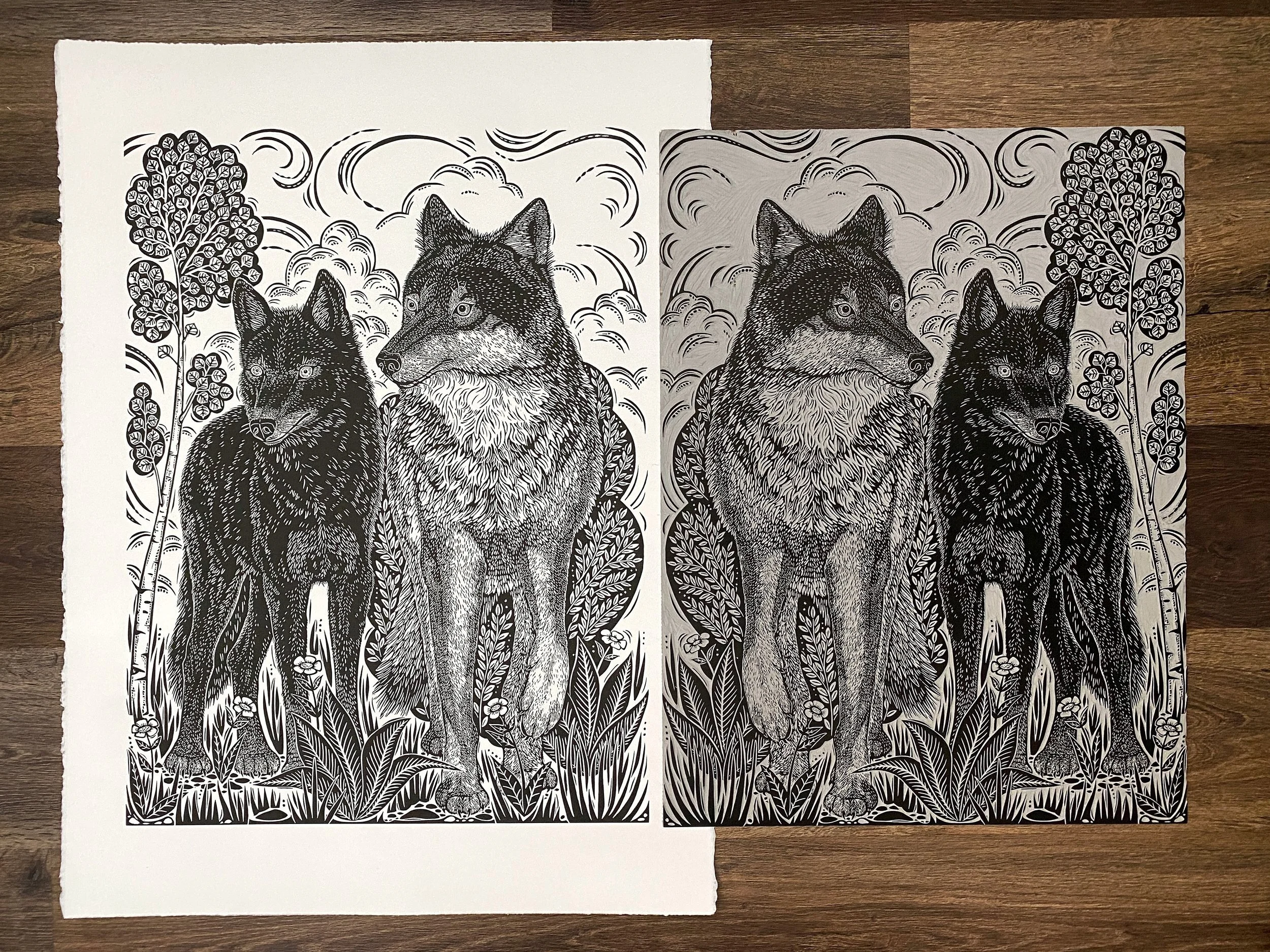 Wolves block and print.jpg