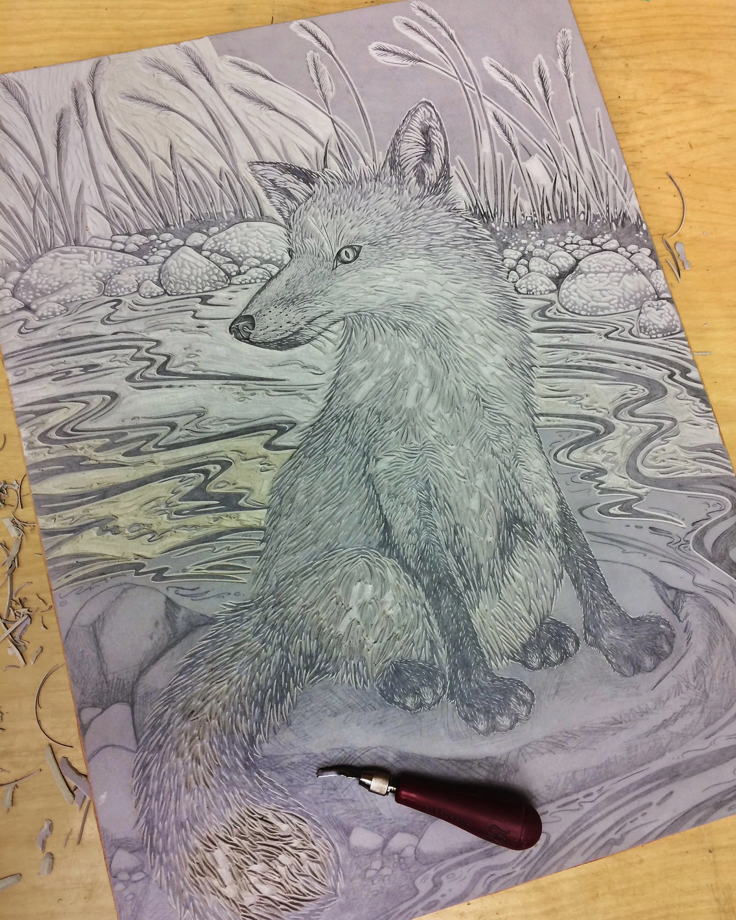 Jill Bergman Fox linocut