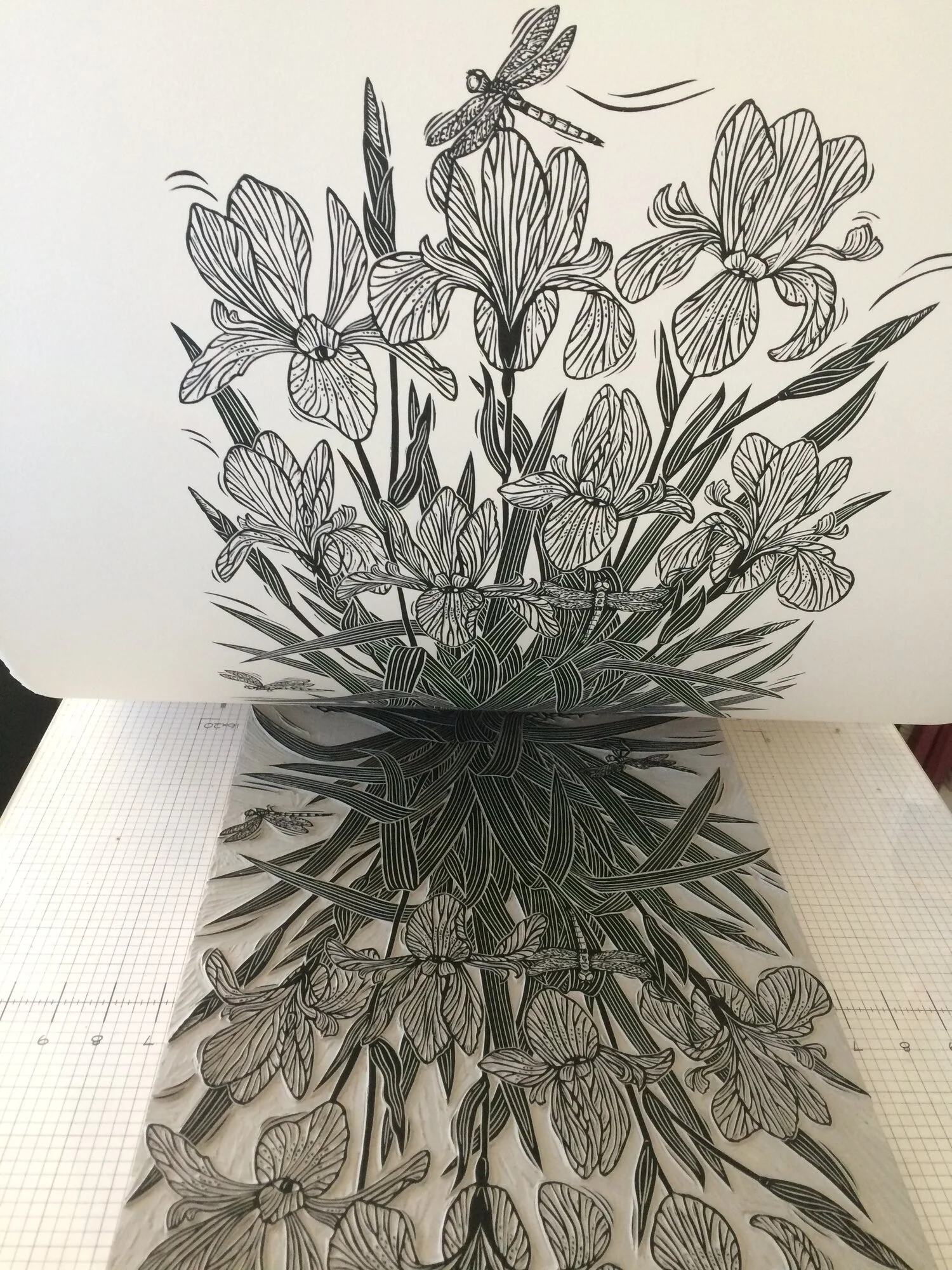 Jill Bergman Irises Linocut