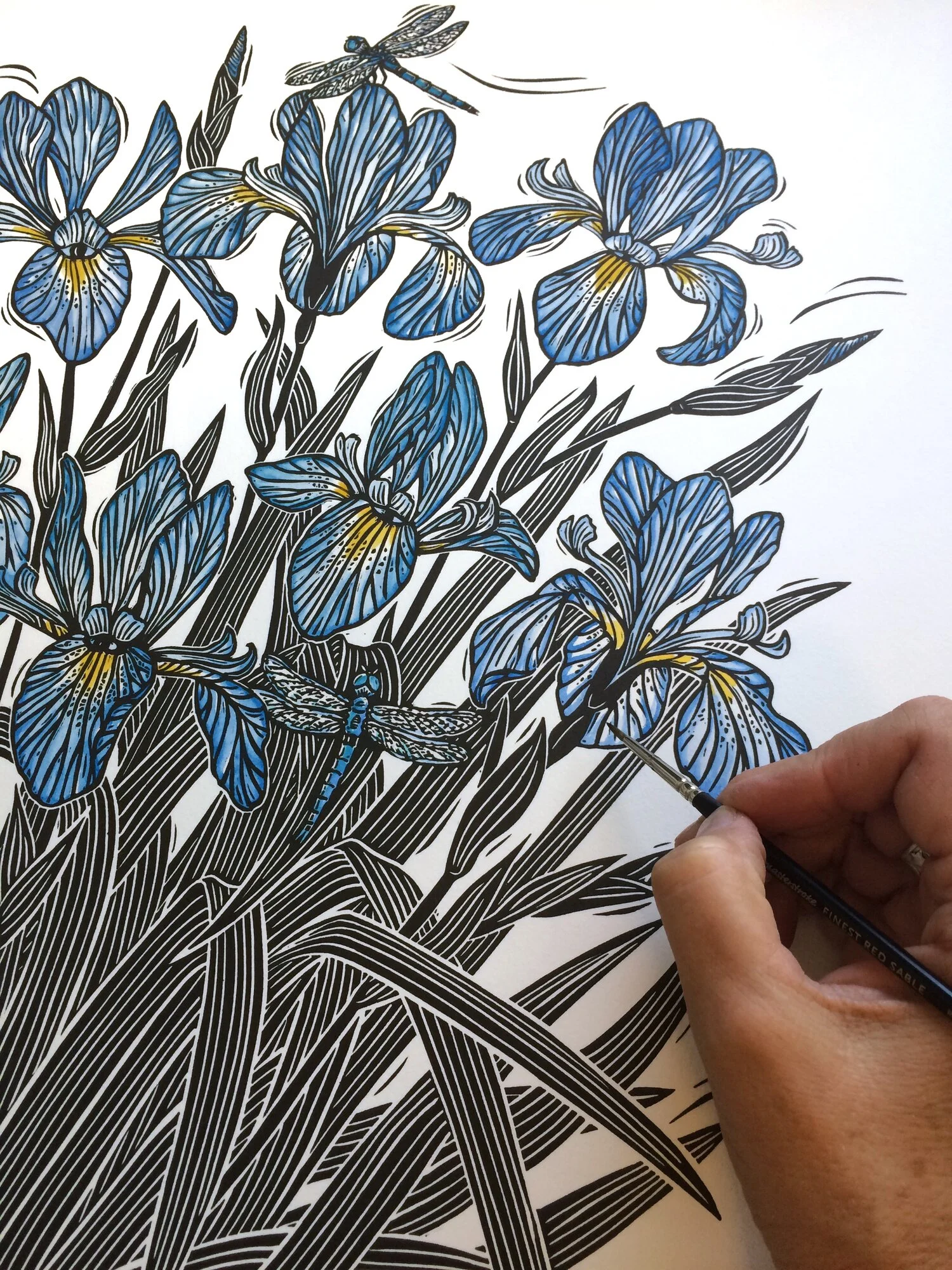 Jill Bergman Irises Linocut