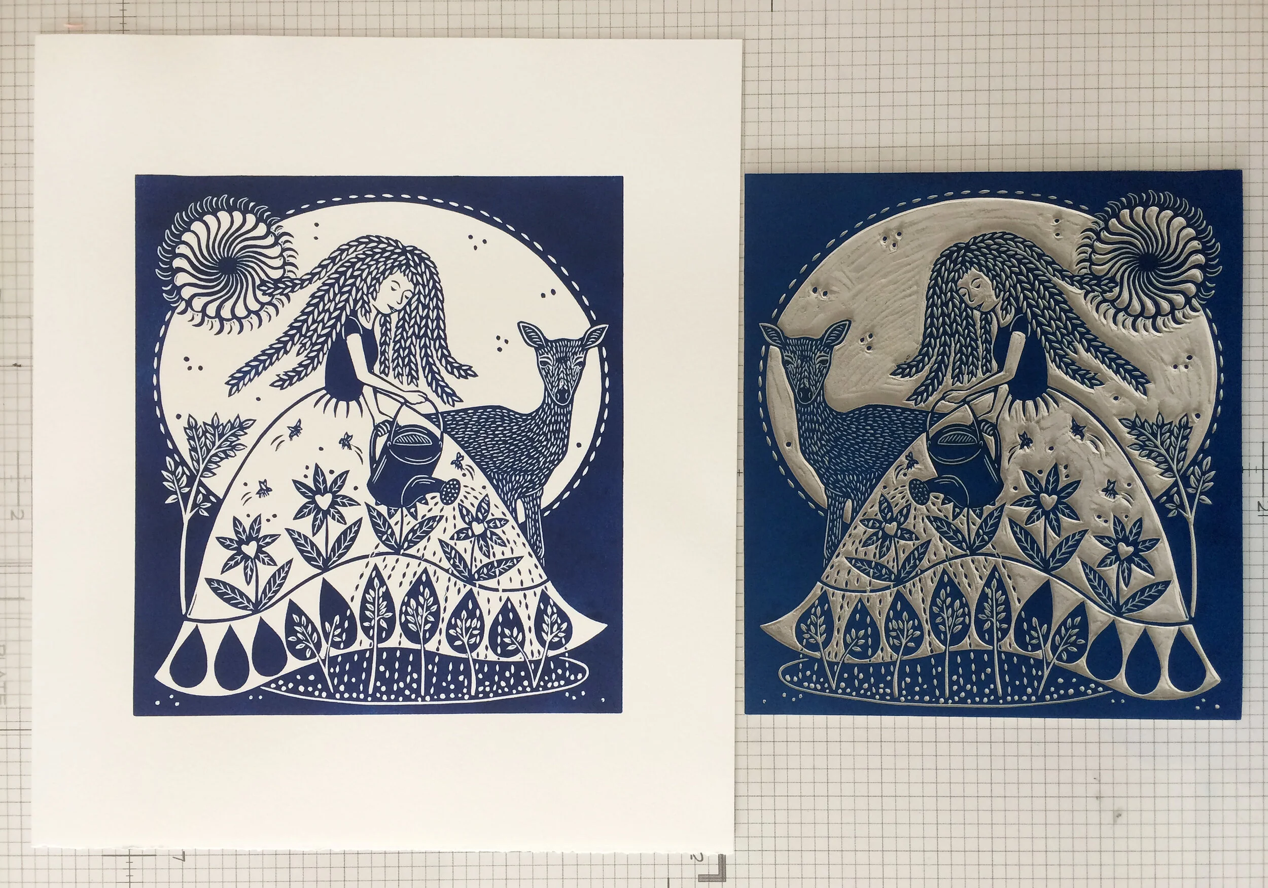 Bergman Nurturing linocut