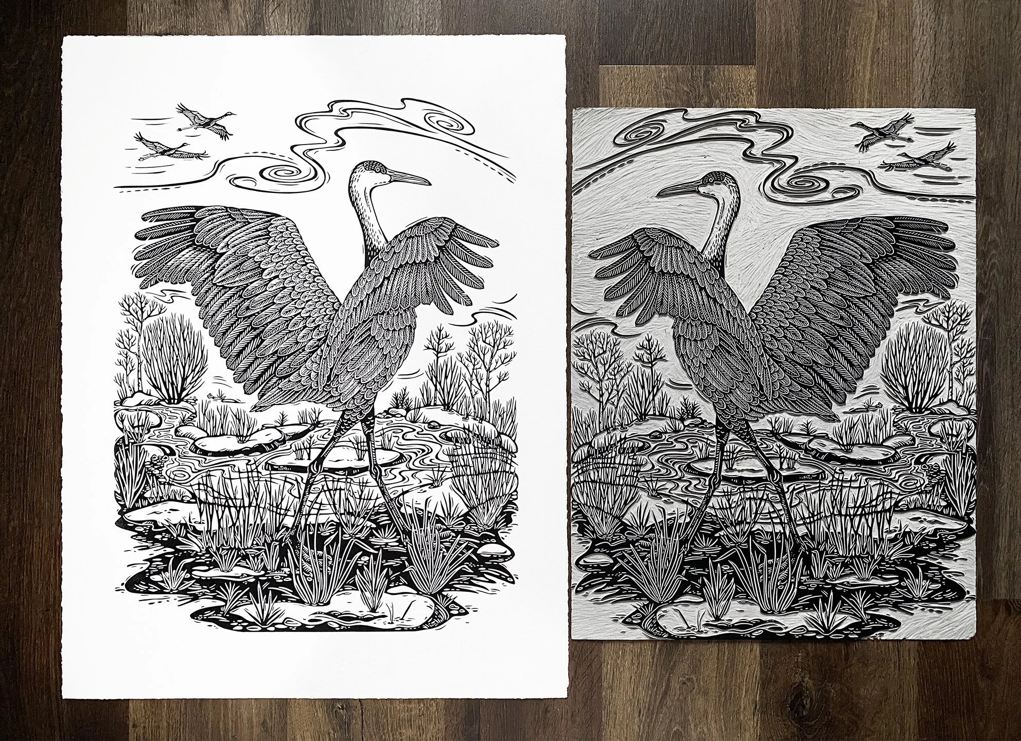 Sandhill Crane block and print sm.jpg