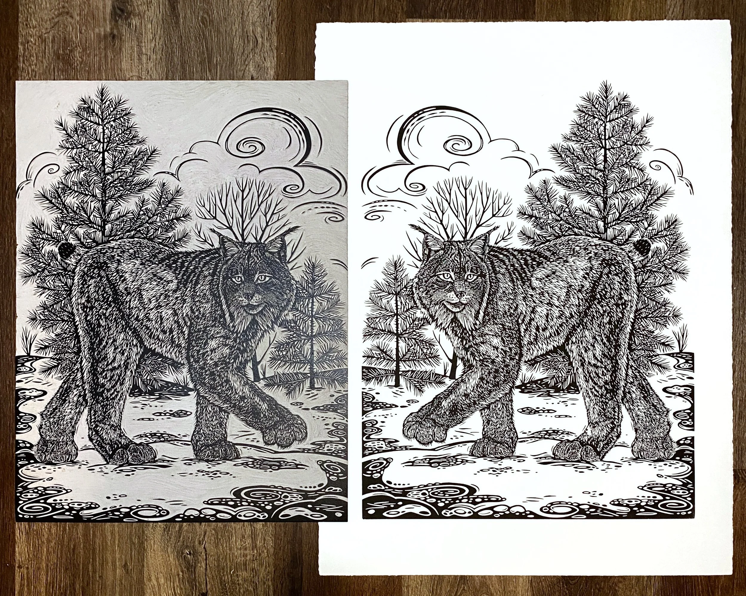 Lynx print and block.jpg