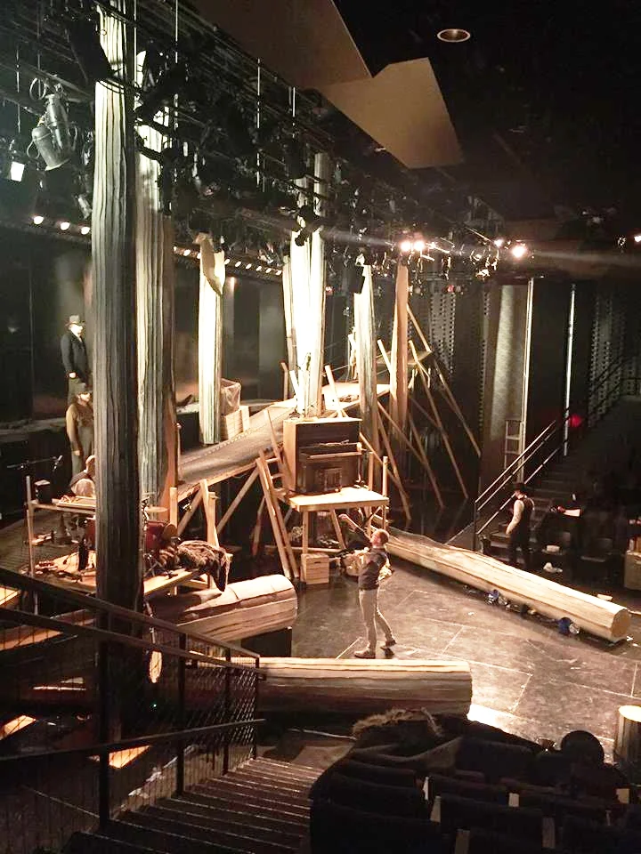 Stuart (center) on the set of The Hunter and the Bear at Writers Theatre