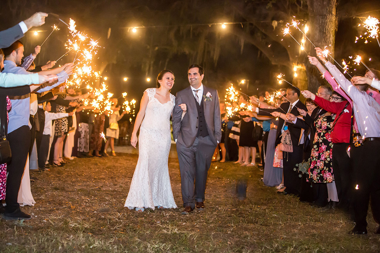 Sparkler Exit Wedding Photo