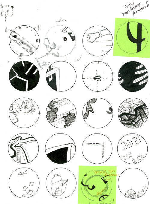 sketches for typographic clock design