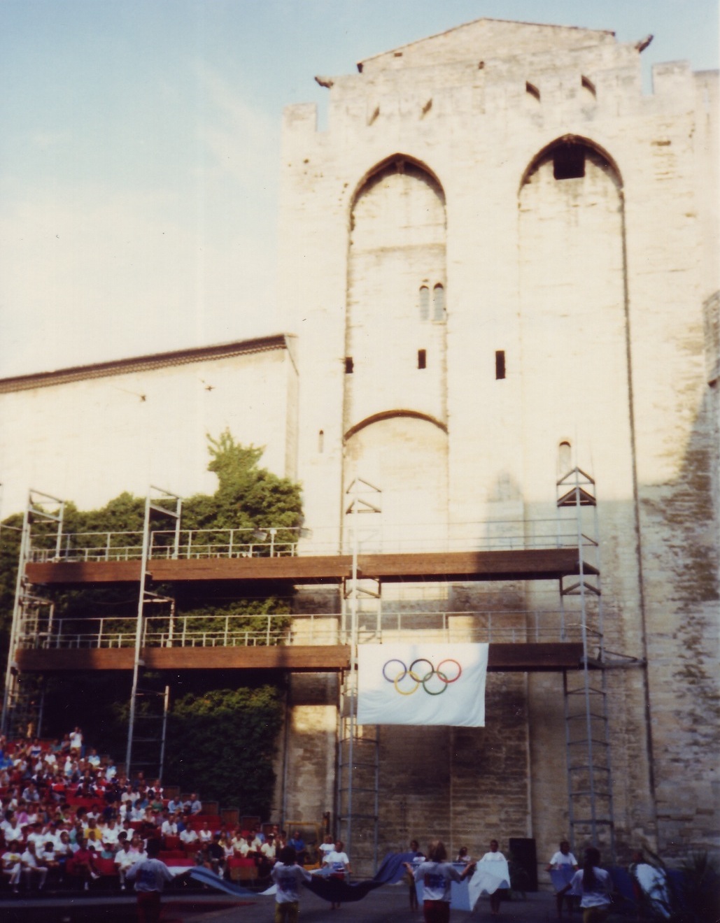 The Olympic flag on the Popes' Palace, 1990.