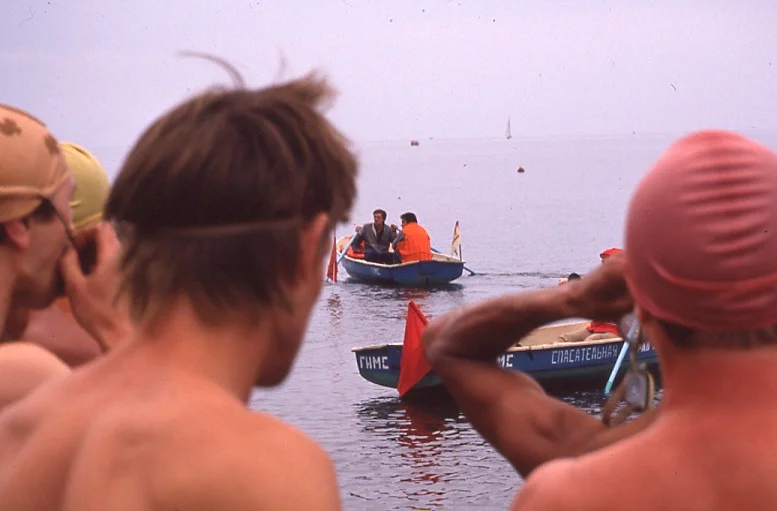 Waiting for the swim start.