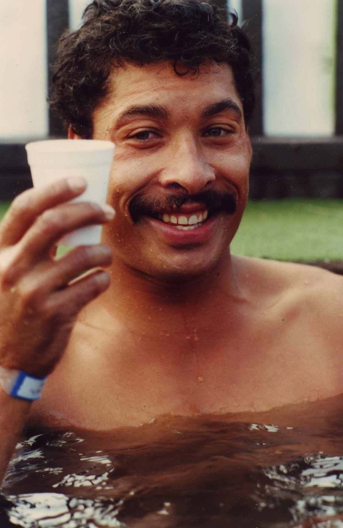 A cup of tea in the hot tub after the swim.