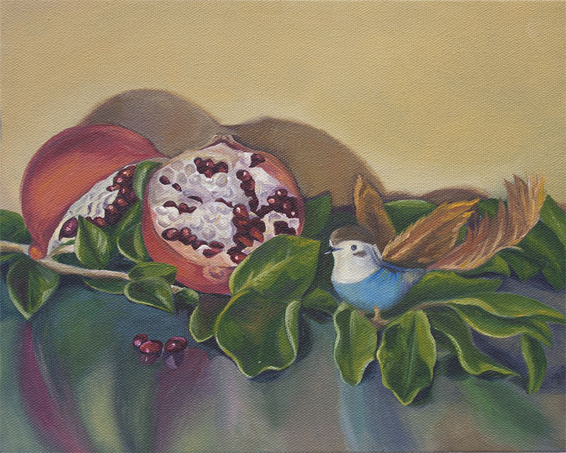 Bird and Pomegranate Still Life