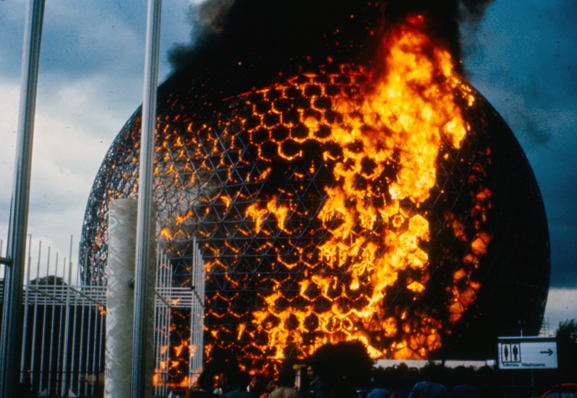     20 May 1976, Montreal—Final preparations for the Summer Olympics were underway when the United States pavilion, a twenty-storey geodesic dome built by Buckminster Fuller for Expo 67, caught fire during routine repairs. The entire acrylic shell wa