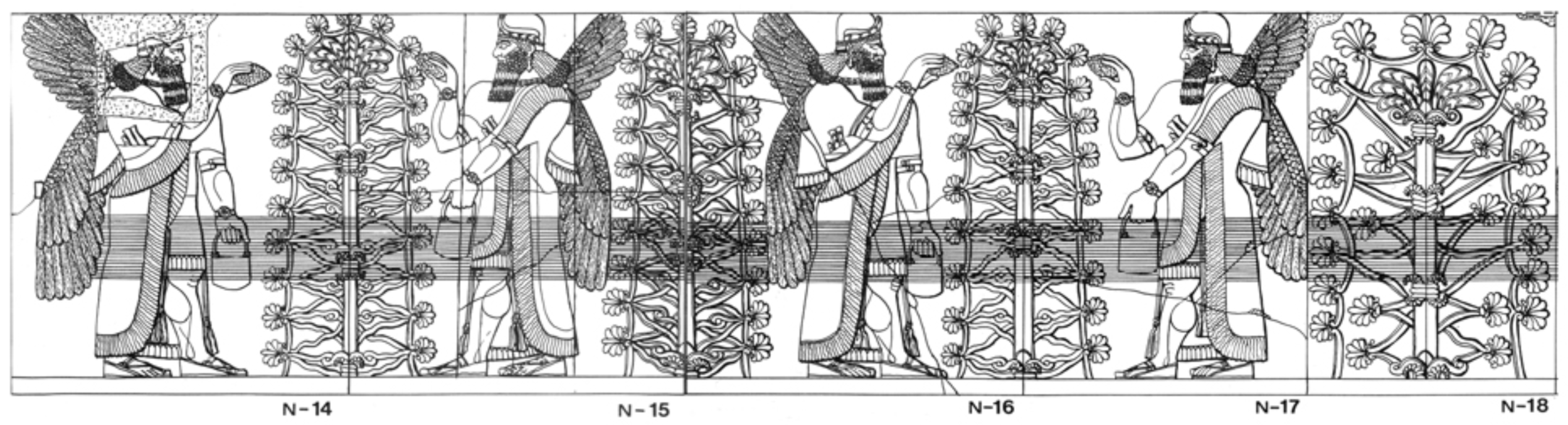  Drawings of Northwest Palace panels by archaeologist A. H. Layard and other artists from Nimrud 
