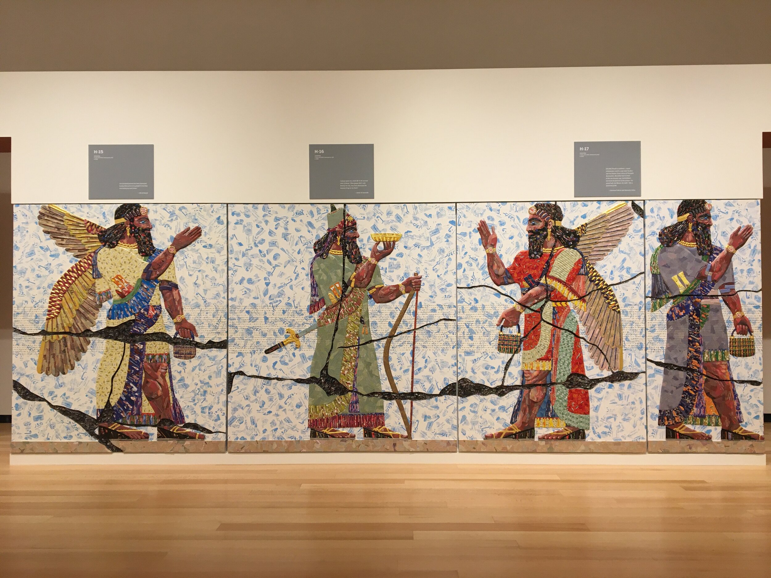  Michael Rakowitz (Installation view of new work, on view for the first time, commissioned by the Ruth and Elmer Wellin Museum of Art at Hamilton College.)  Room H , from the series  The invisible enemy should not exist (Northwest Palace of Nimrud) ,