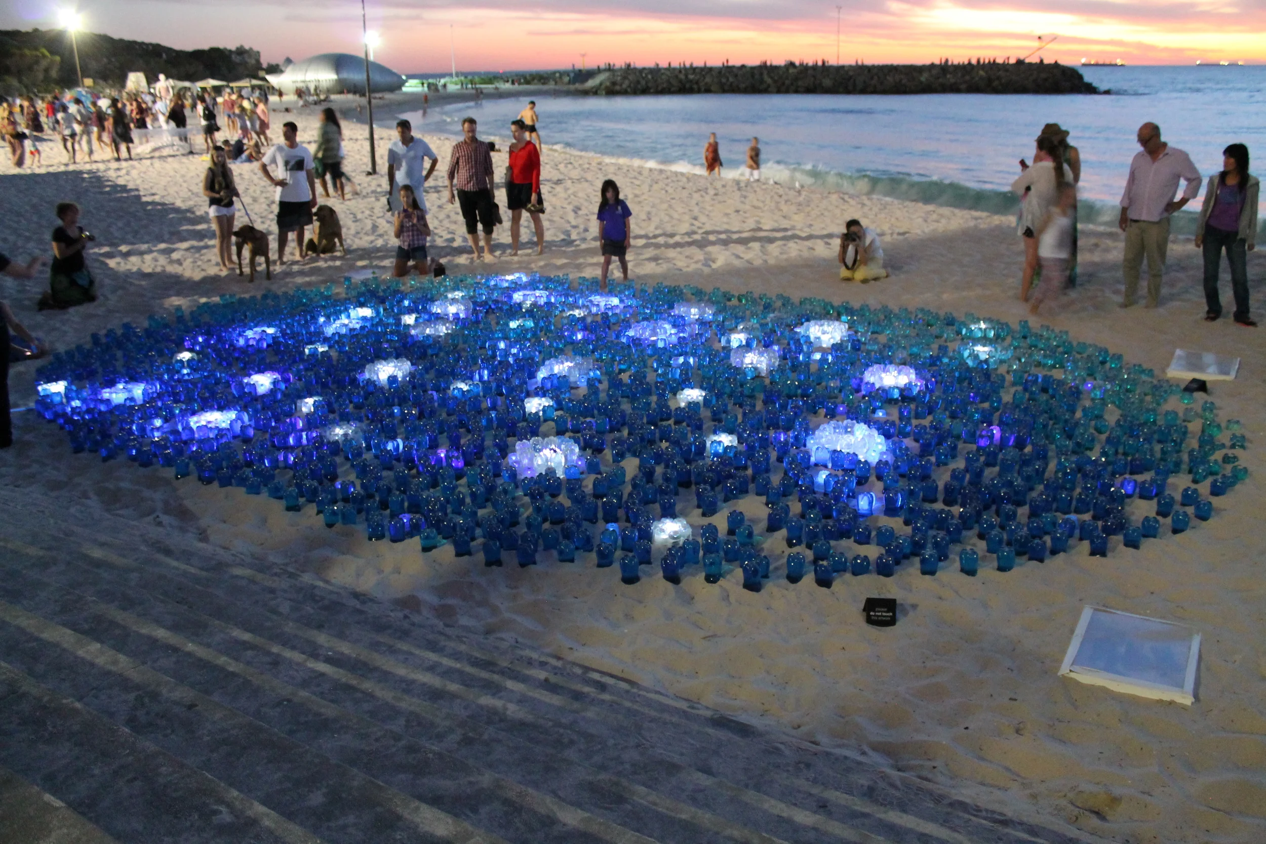 Whale Shark A-001 Stumpy, 10 x 6 x .15  metres, plastic, coloured water, solar power,Sculptures by the Sea 2014, Olivia Samec and James Moe (Copy)